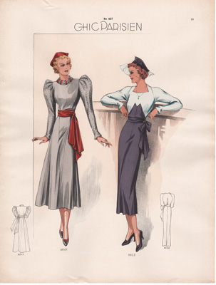 Vintage French fashion prints 1936